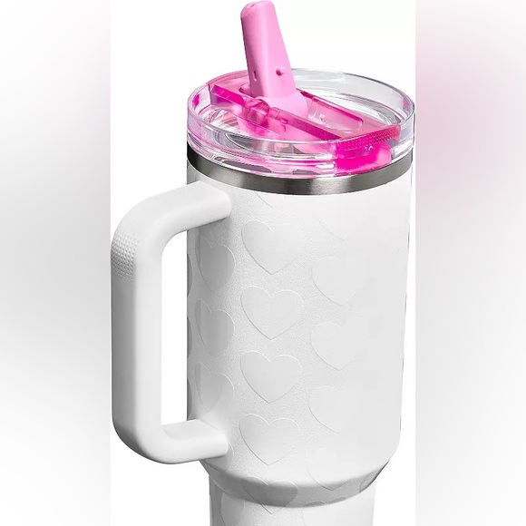 40oz frost lovely white hearts Stanley quencher protour Valentine’s Day tumbler - Picture 4 of 5